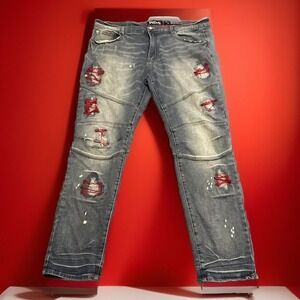 Preme Jeans Men Distressed 40x34 RN 149639 Streetwear Hip Hop Y2K